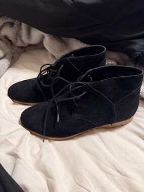 Franco Sarto Black Suede Lace-Up Ankle Booties